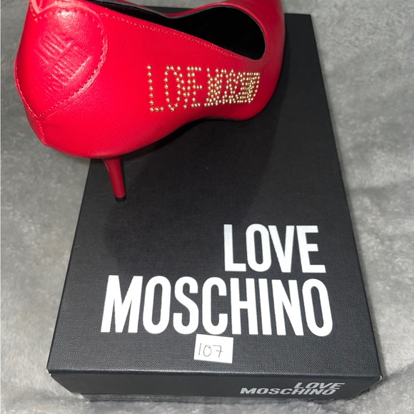 Exclusive NWT Love Moschino Studded Red Mid Heel. Size 8.5 - Picture 5 of 7